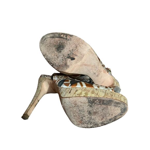 Aldo open toed espadrille sling back floral print heels size 6 - Picture 7 of 10